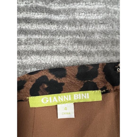 Gianni Bini Skirt Womens 4 Brown Animal Print Lined Polyester Blend Ruched - Picture 10 of 11